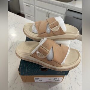 Chaco Women’s  Beige Leather Slide Sandals